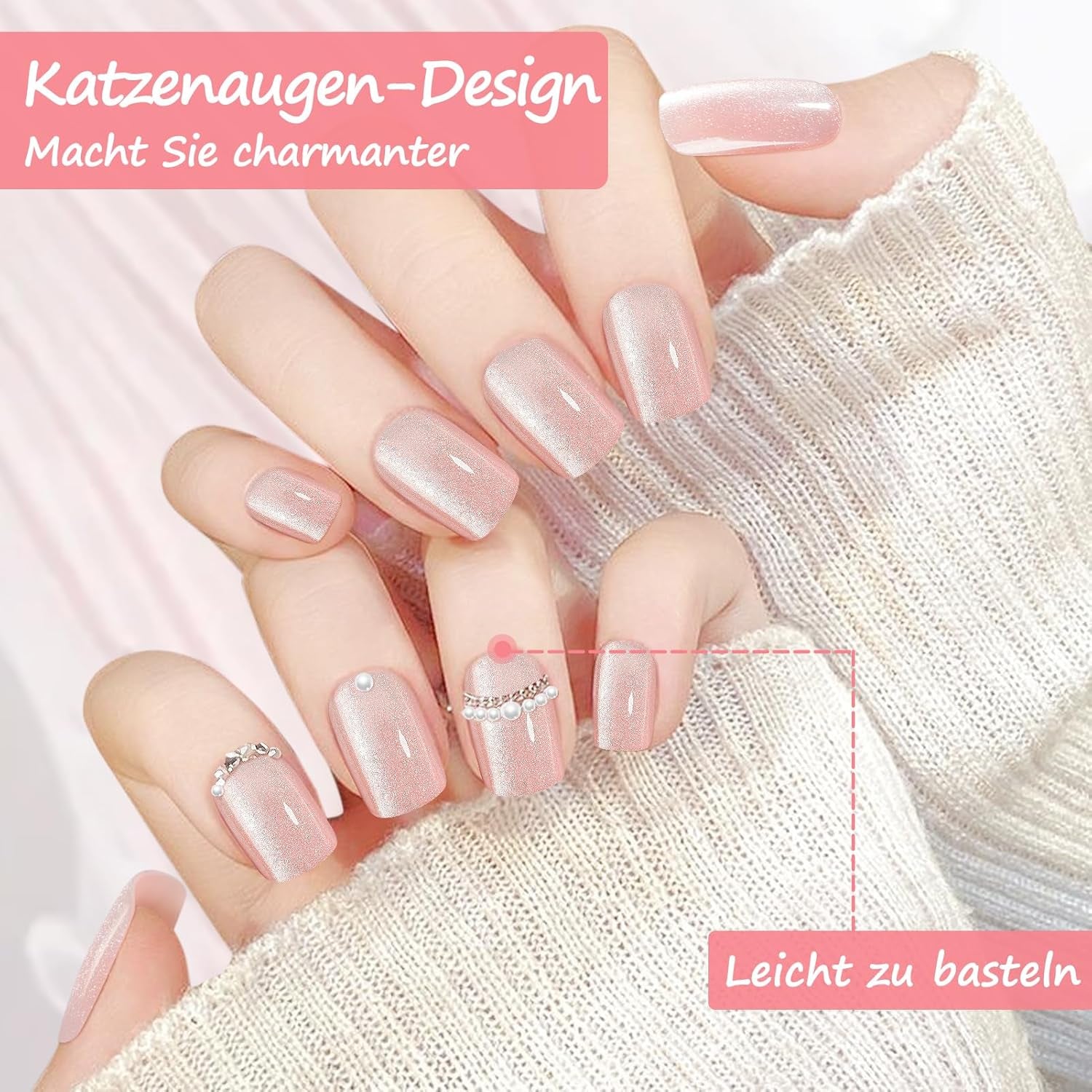 Kiiwah 48 stk. korte firkantede negle Pink kunstige negle lim på korte neglespidser falske neglespidser