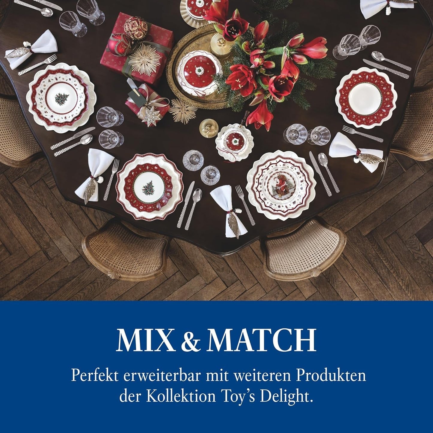 Villeroy & Boch - Toy's Delight saucesæt, 4 dele, serveringsfad med skåle, julesovssæt, legetøjsborddekoration, serveringsbakke, skåle, juleservice, premium porcelæn
