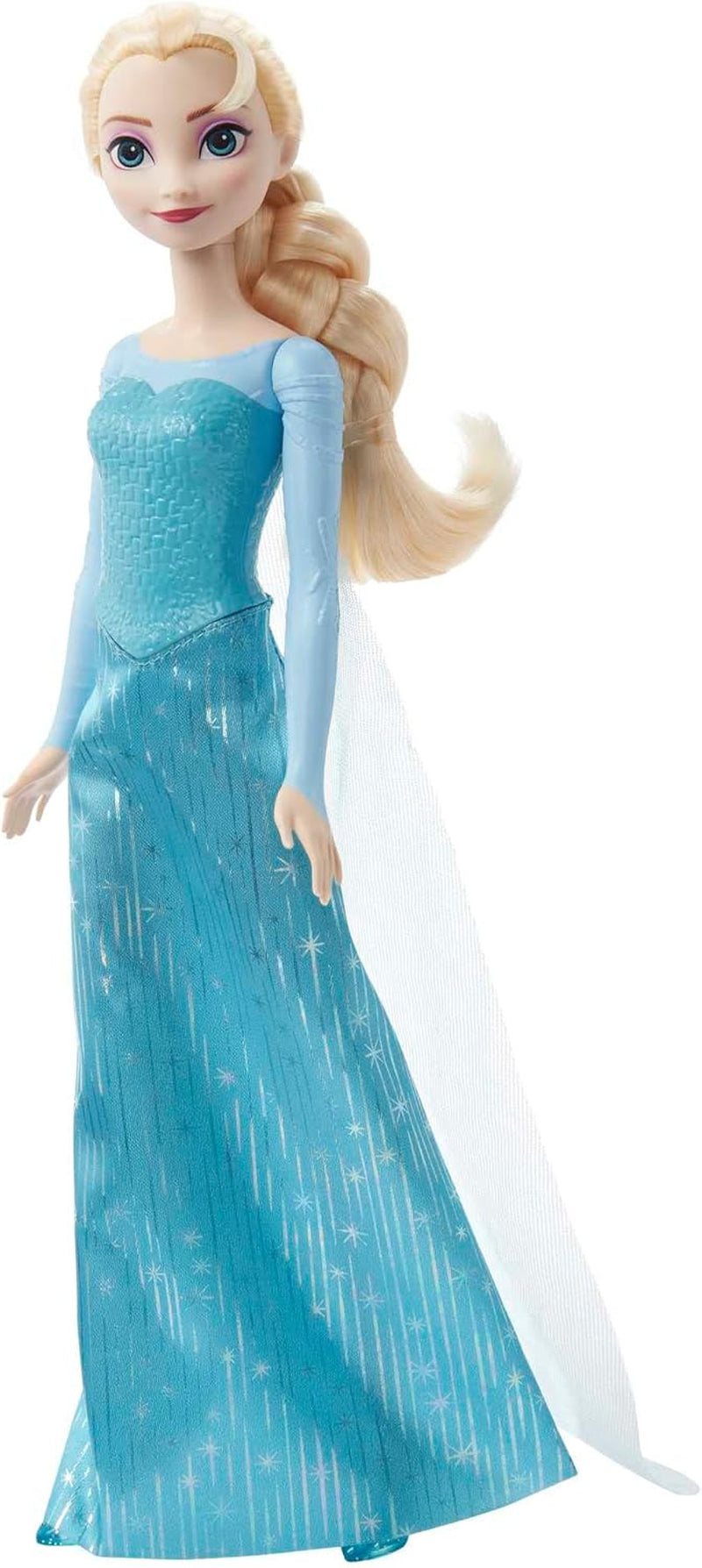 Elsa Mattel Disney Frozen Doll, Frozen Doll, Kambart blondt hår, Positionerbare, Aftagelige Sko, Disney Gaver, Alder 3+ Legetøj, HLW47