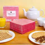 Taleborde 100 X Bulk Pack Rødt mønster Blødt papirservietter Engangsservietter til fødselsdage Bryllup Bordservice Julecatering lavet i EU 2-lags 33 cm