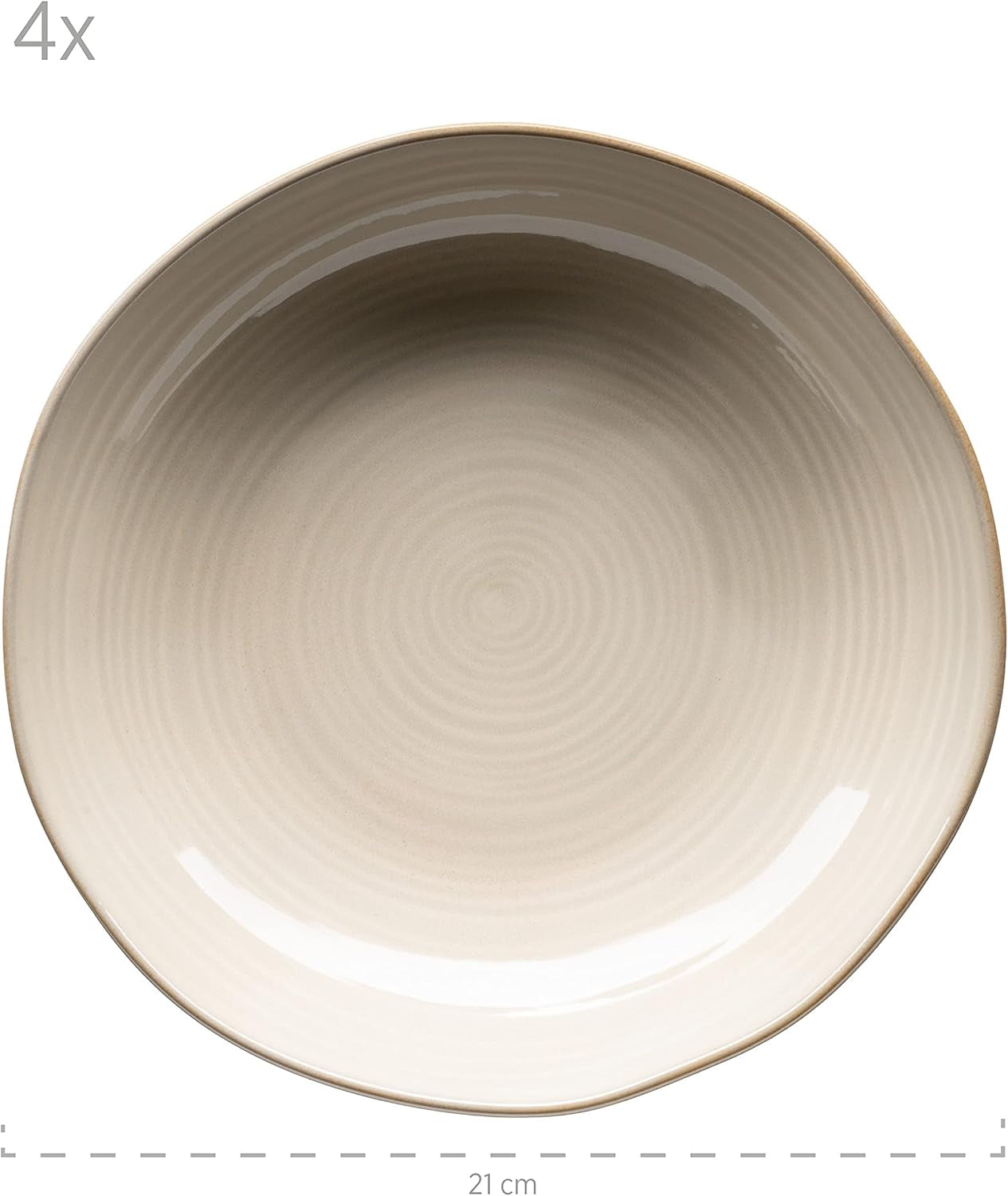 MÄSER 931371 Nottingham Vintage Series Spisetøjssæt til 4, 8-delt middagsservice, middagstallerkener og middagstallerkener, uregelmæssigt rundt retrolook, stentøj, beige
