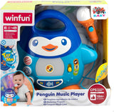 WinFun karaoke musikafspiller, pingvindesign, med blinkende lys og ekkoeffekter, i blå, legende stil, USB-tilslutning Baby Toys Naty Shop