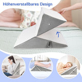 BØRN Justerbar kilepude, skumlæsepude med høj densitet til seng og sofa, ergonomisk seng med kilehovedpude til søvnrefluksapnø, benpude/rygpude til leg og læsning (hvid og grå)