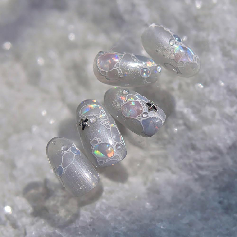 Glitter Nail Stickers Sommer Vand Bølger Stjerneklar Nail Art Fantasy Hav Vand Bølger Negle Designs Negle Stickers Havvand Waves Negle Accessories Negle Art