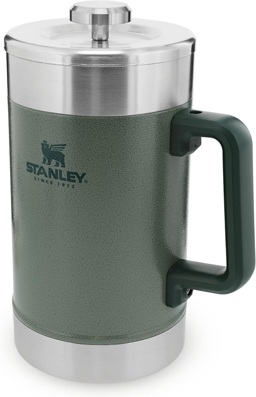 STANLEY Classic Stay Hot Coffee Press 1,4L Hammertone Green - Holder kaffen varm i 4 timer - Minimalt bundfald - Integreret kaffepresse i rustfrit stål - BPA fri - Tåler opvaskemaskine