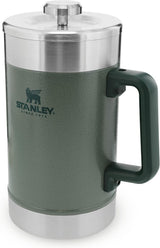 STANLEY Classic Stay Hot Coffee Press 1,4L Hammertone Green - Holder kaffen varm i 4 timer - Minimalt bundfald - Integreret kaffepresse i rustfrit stål - BPA fri - Tåler opvaskemaskine