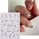 JMEOWIO 3D Nagelsticker Blumen Nail Art Sticker Selbstklebend Nagelaufkleber 5D Stereoskopisk Frühling Sommer Dekoration Nageldesign Zubehör 4 Blatt