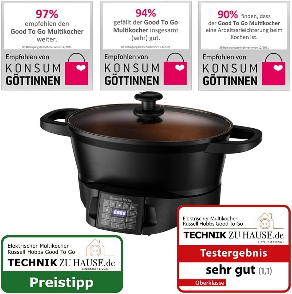 Multicooker Russell Hobbs 6,5L, digitalt display, 8 tilberedningsfunktioner Slow Cooker Naty Shop