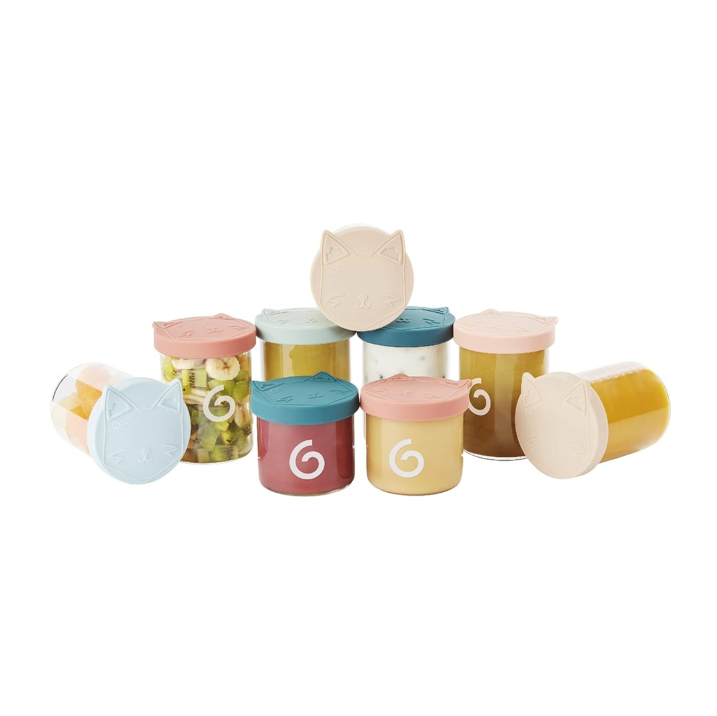 Babymoov ISY BOWLS babymadsbeholdere lavet af robust, temperaturbestandigt glas - til opbevaring/frysning af babymad, 6x 250ml + 3x 120ml Naty Shop madopbevaringsbokse 6X250ml + 3X120ml