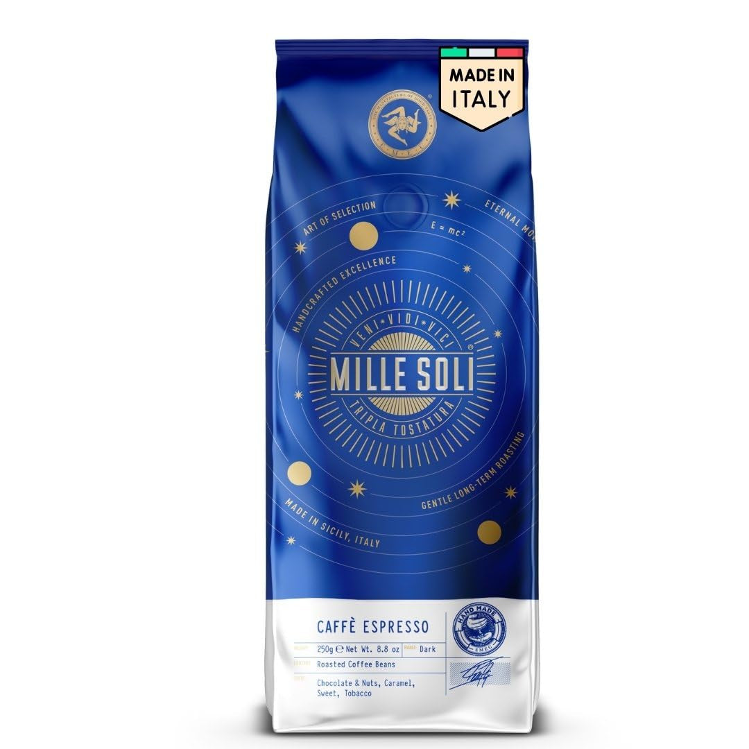 Caffè Espresso kaffebønner - traditionel ristning på Sicilien - Premium kaffebønner, 250 g pose, til fuldautomatiske maskiner og portafilter