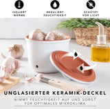 Römertopf Fresh Pot MINI 0,6 liter - Keramisk hvidløgsgryde - Åndbart ler holder grøntsager friske i længere tid - Ideel luftcirkulation - Hvide madkasser Naty Shop