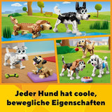 LEGO 31137 Creator 3-i-1 sødt hundesæt med dyrefigurer Gravhund, mops, puddel og mere, Legetøj til børn på 7+, gave til hundeelskere Byggesæt Besuche den LEGO-Store