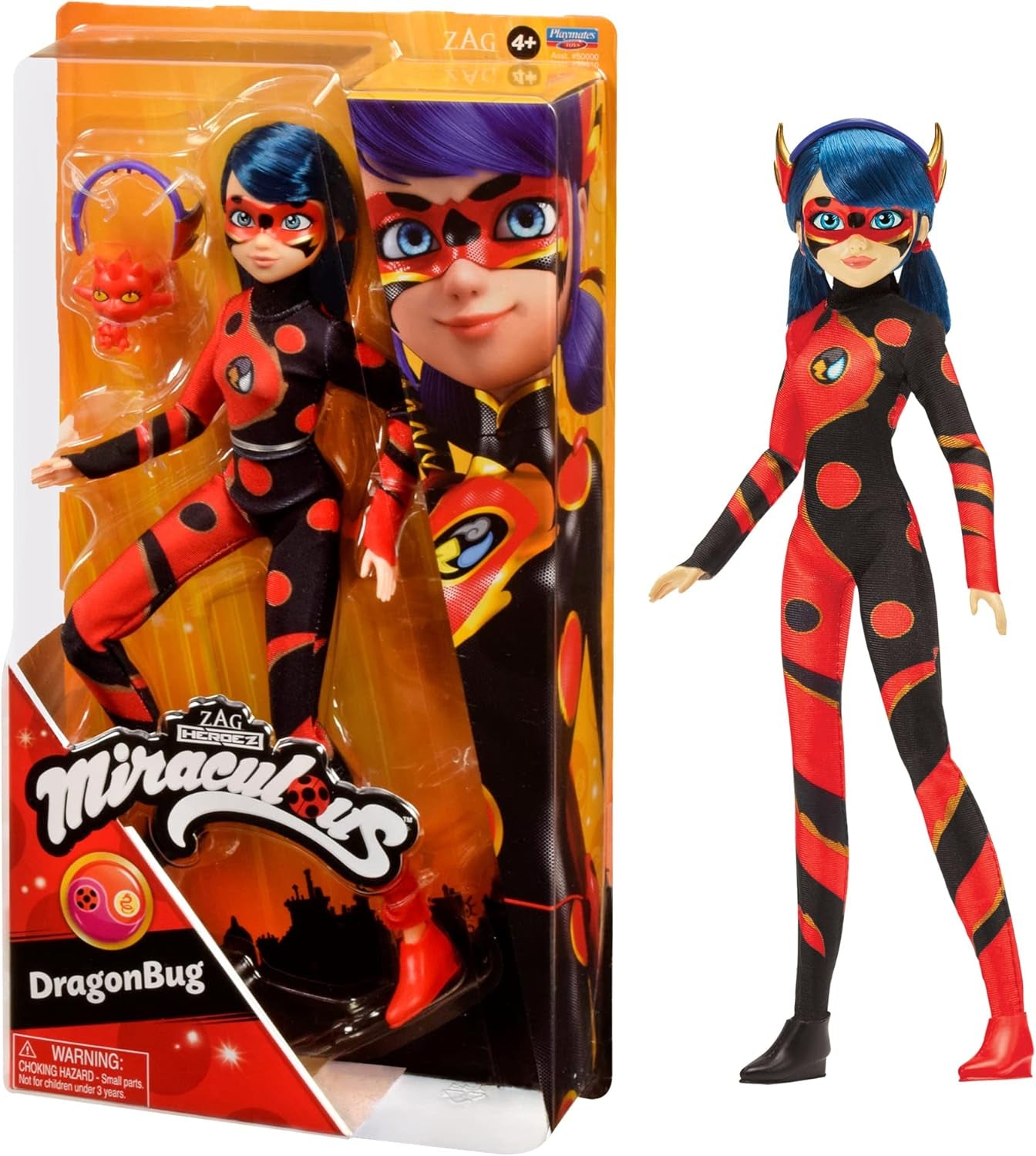 Bandai - Mirakuløs Mariehøne - Dukke Marinette Farveskift Overraskelse - Mirakuløs Jointed Dukke, 26 Cm + 3 overraskelser - Tilfældigt mønster - P50390 Naty Shop Dragon Bug Dolls