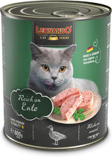 LEONARDO Wet Food [6x800g Duck] | Grain Free Wet Cat Food | Komplet våd dåsemad