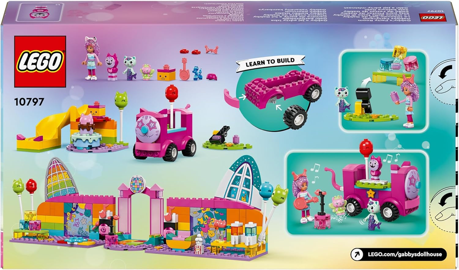 LEGO 4+ Gabbys Dukkehus Gabbys Festlokale, Disco-legesæt med rutsjebane og dyrefigurer til kreativt rolleleg, gave til piger og drenge fra 4 år 10797 Byggesæt Besuche den LEGO-Store