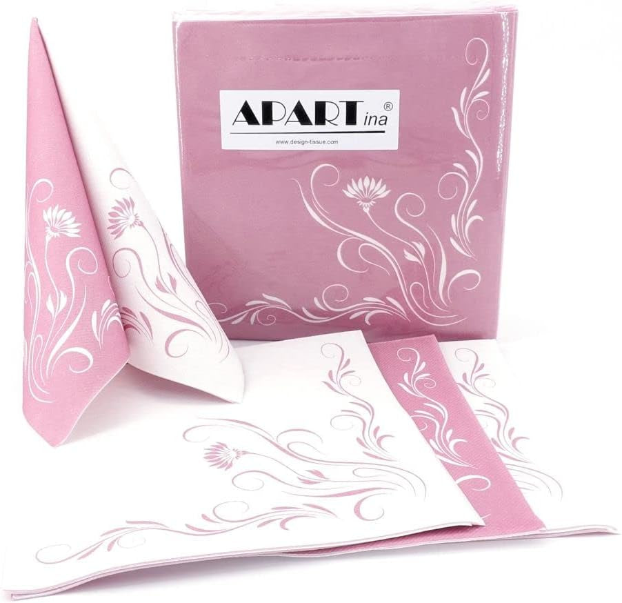 Appartina Elegantia 40X40 Cm Stoflignende Airlaid servietter, Højkvalitets Bryllupsservietter, Stoflignende Bryllupsservietter Engangsservietter til forskellige lejligheder (Dusky Pink)