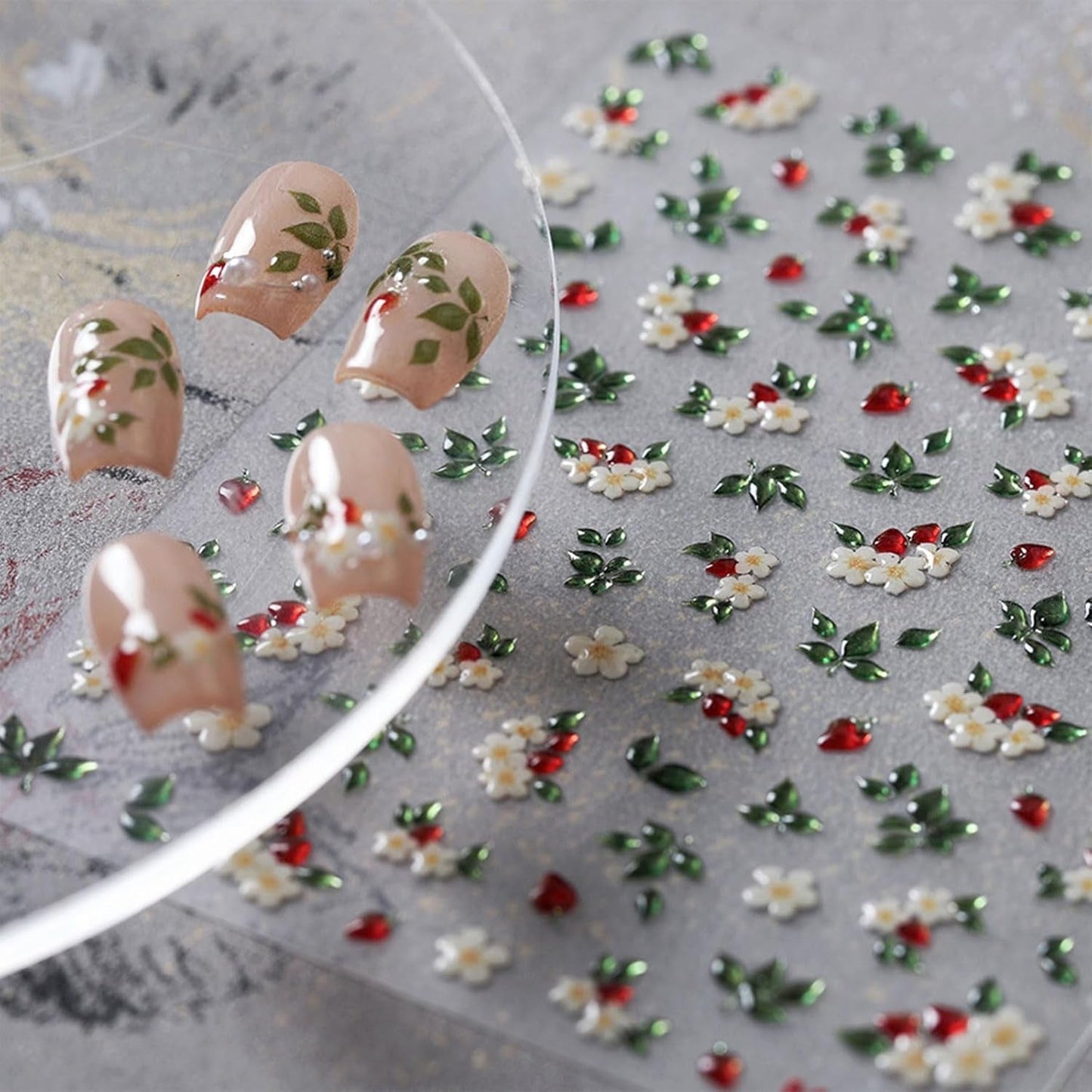 JMEOWIO 3D Nagelsticker Blume Nerdbeerenail Art Sticker Selbstklebend Nagelaufkleber 5D Stereoskopisk Dekoration Nageldesign Tilbehør 1 Blatt