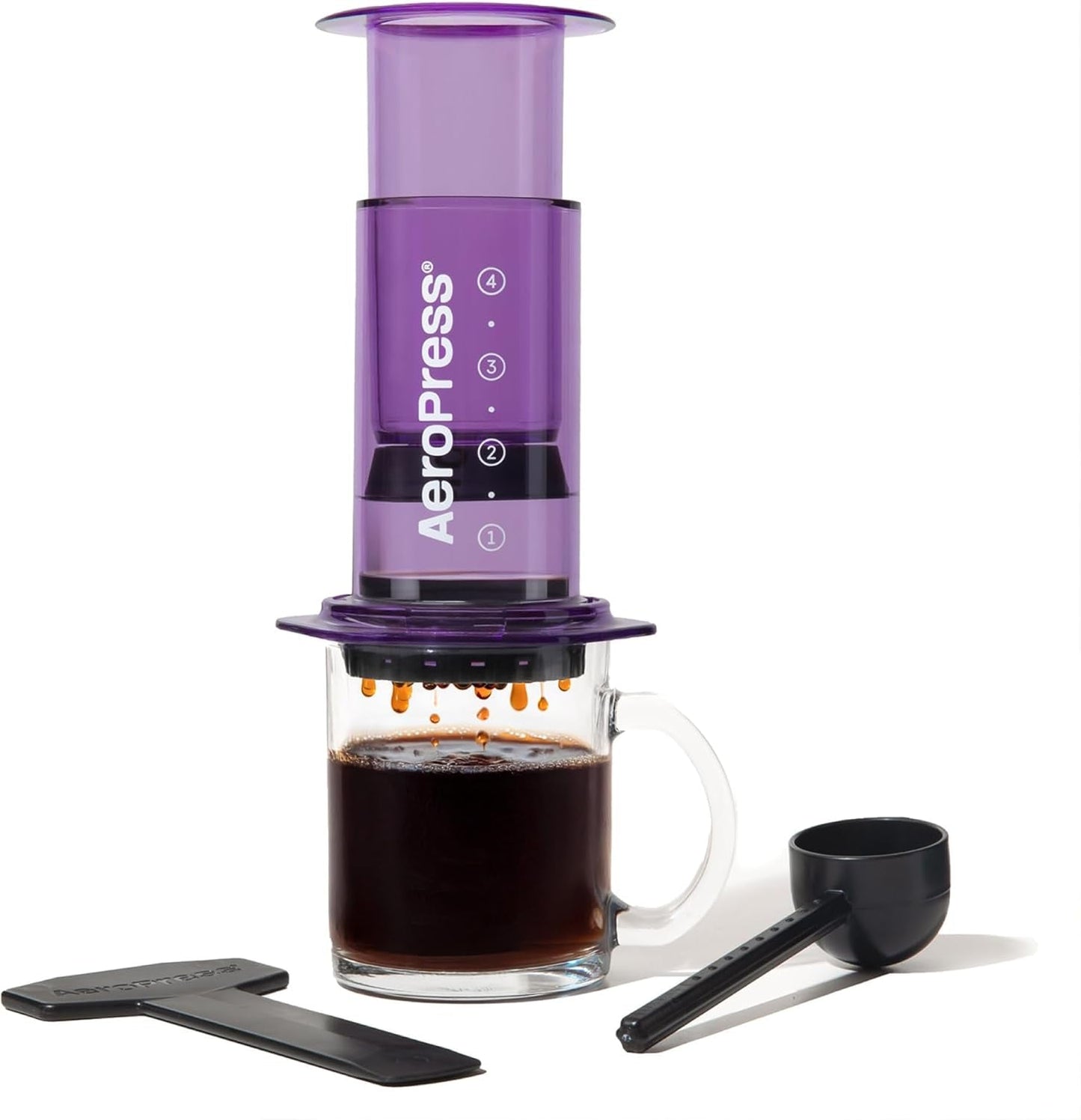 AeroPress original kaffe- og espressomaskine, bærbar barista-kaffemaskine med kammer, stempel og filtre, hurtig kaffe- og espressomaskine