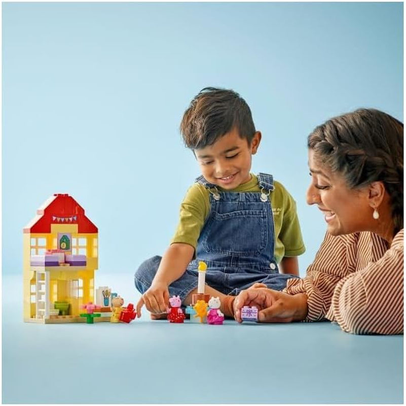 LEGO DUPLO Peppas fødselsdagshus: Kreativt 3-cifret legetøj, bygge og genopbygge legetøjshus til 2-årige, drenge og piger, fremmer fingerfærdighed 10433 Byggesæt Besuche den LEGO-Store