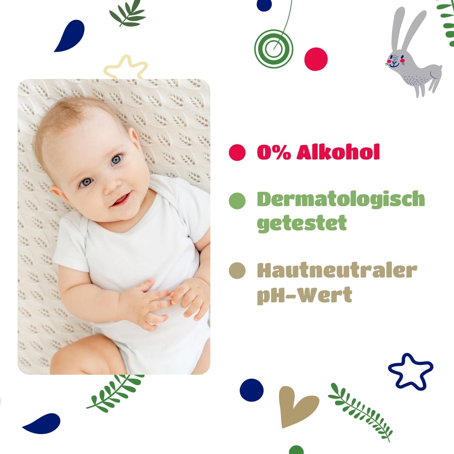Kindii Natural Balance vådservietter til babyer – (1 x 60 stk.) Vådservietter til babyer og børn – Beskyttende, Aloe Vera, Delikat duft – 60 stk.