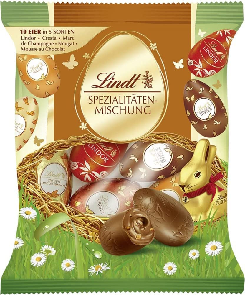 Speciel chokoladeblanding | 2 x 180g | Sødmælksæg i fem varianter med og uden alkohol (Æg Marc de Champagne og chokoladetrøfler | 3 x 90 g)