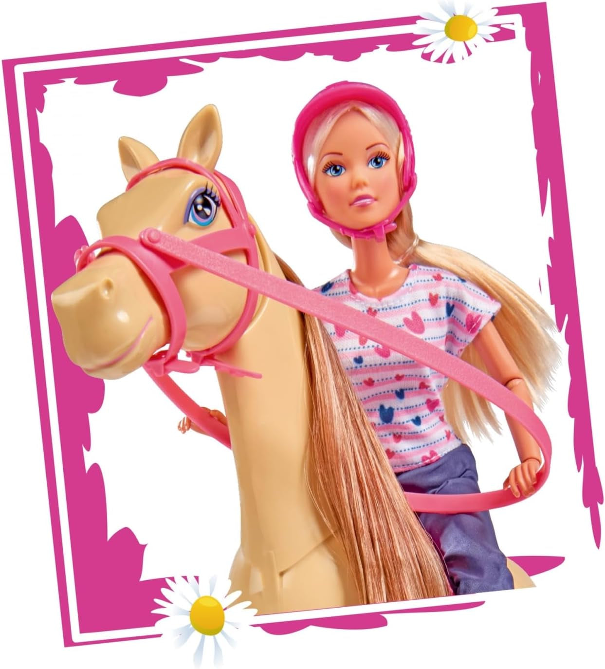 Simba 105730939 - Steffi Love ridetøj 2 heste Fuldleddet modedukke 29 cm til børn fra 3 år og opefter