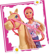 Simba 105730939 - Steffi Love ridetøj 2 heste Fuldleddet modedukke 29 cm til børn fra 3 år og opefter