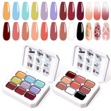 Gradient Painting Gel, 12 farver Ombre Gel neglelak med 100 stk. neglesvampe & 4 kløer metalgrabber til fransk manicure DIY neglekunst, sæt I