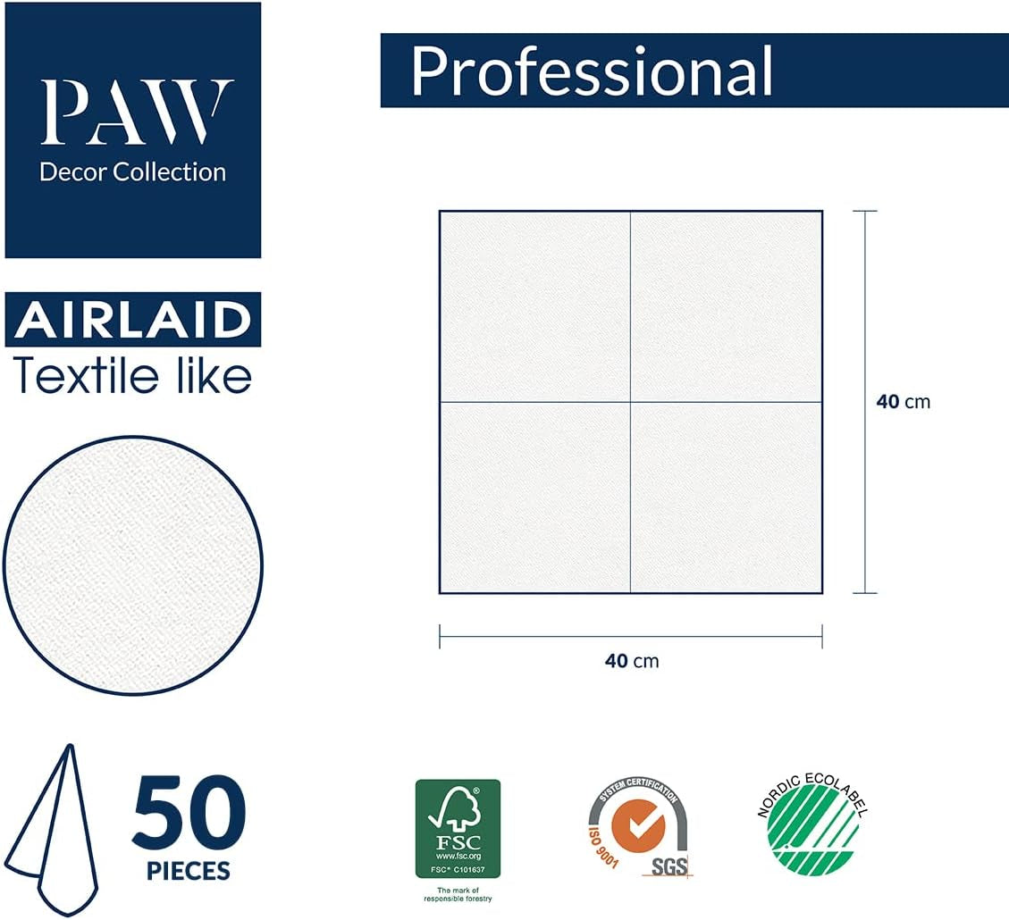 PAW - Airlaid servietter (40 X 40 Cm) I 50 stykker I Perfekt til jul, vinter, helligdage I Juleaften Bordpynt I Airlaid stoflignende servietter Vintergrene I Vintergrene