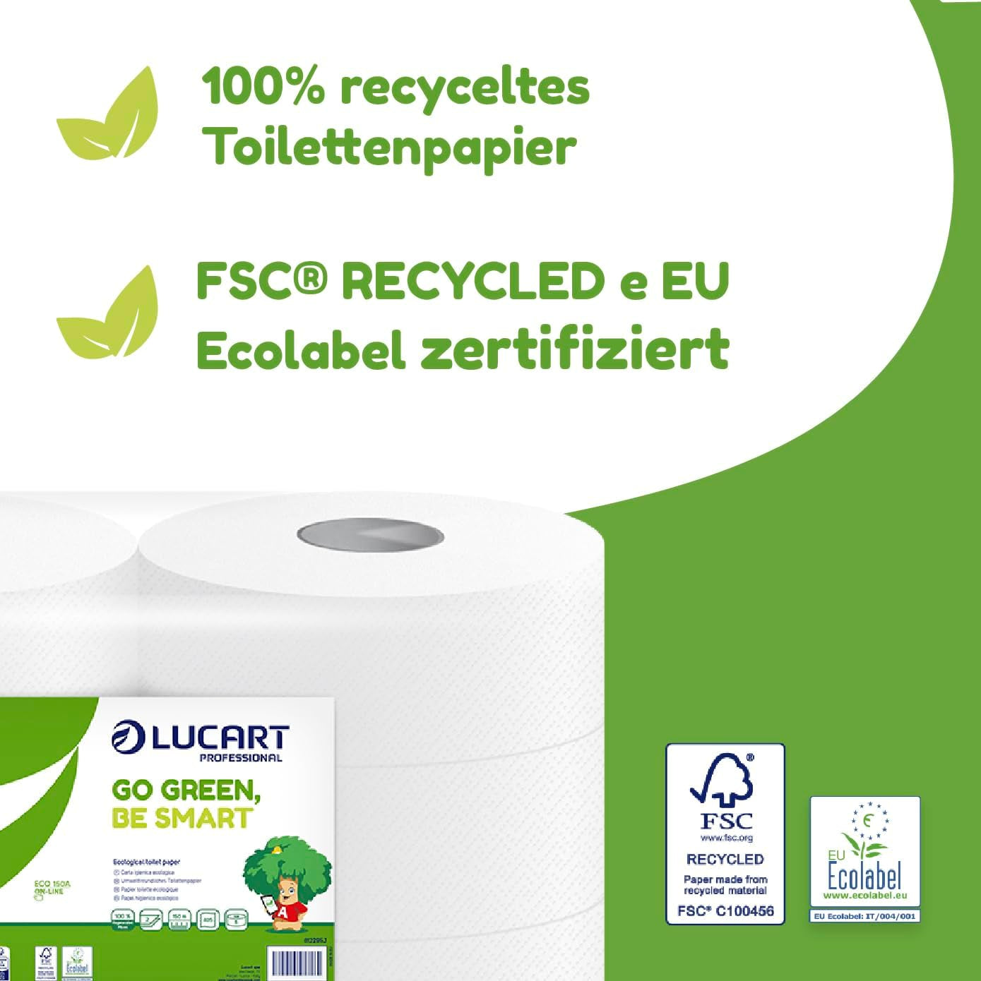 Jumbo Eco toiletpapirruller, 2-lags, håndvaskecreme med rensende, fugtgivende og udglattende formel - blomsterduft - 5L, 6 stykker (1-pakke)