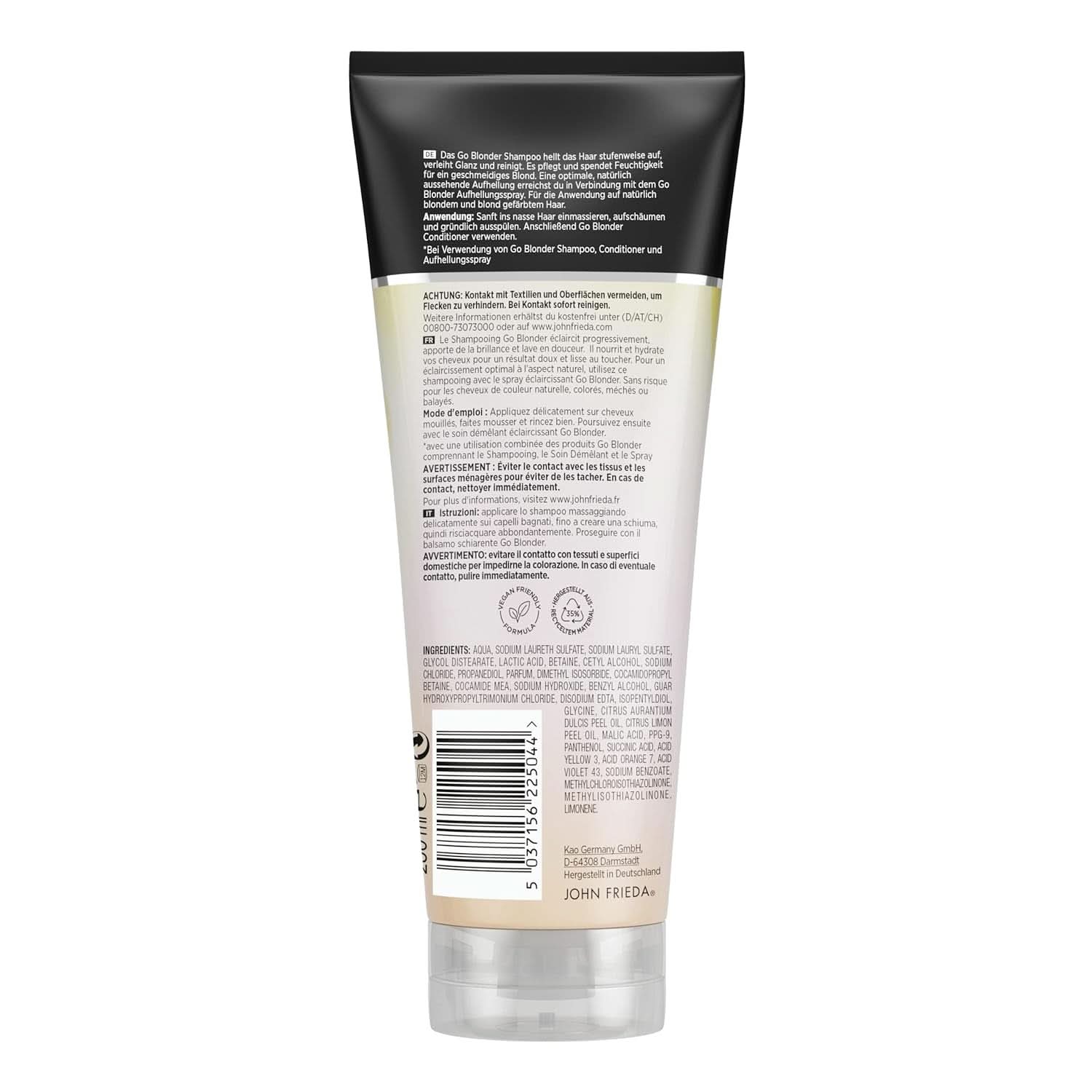 John Frieda Sheer Blonde Go Blonder Shampoo, 250 ml Shower and Bath Naty Shop