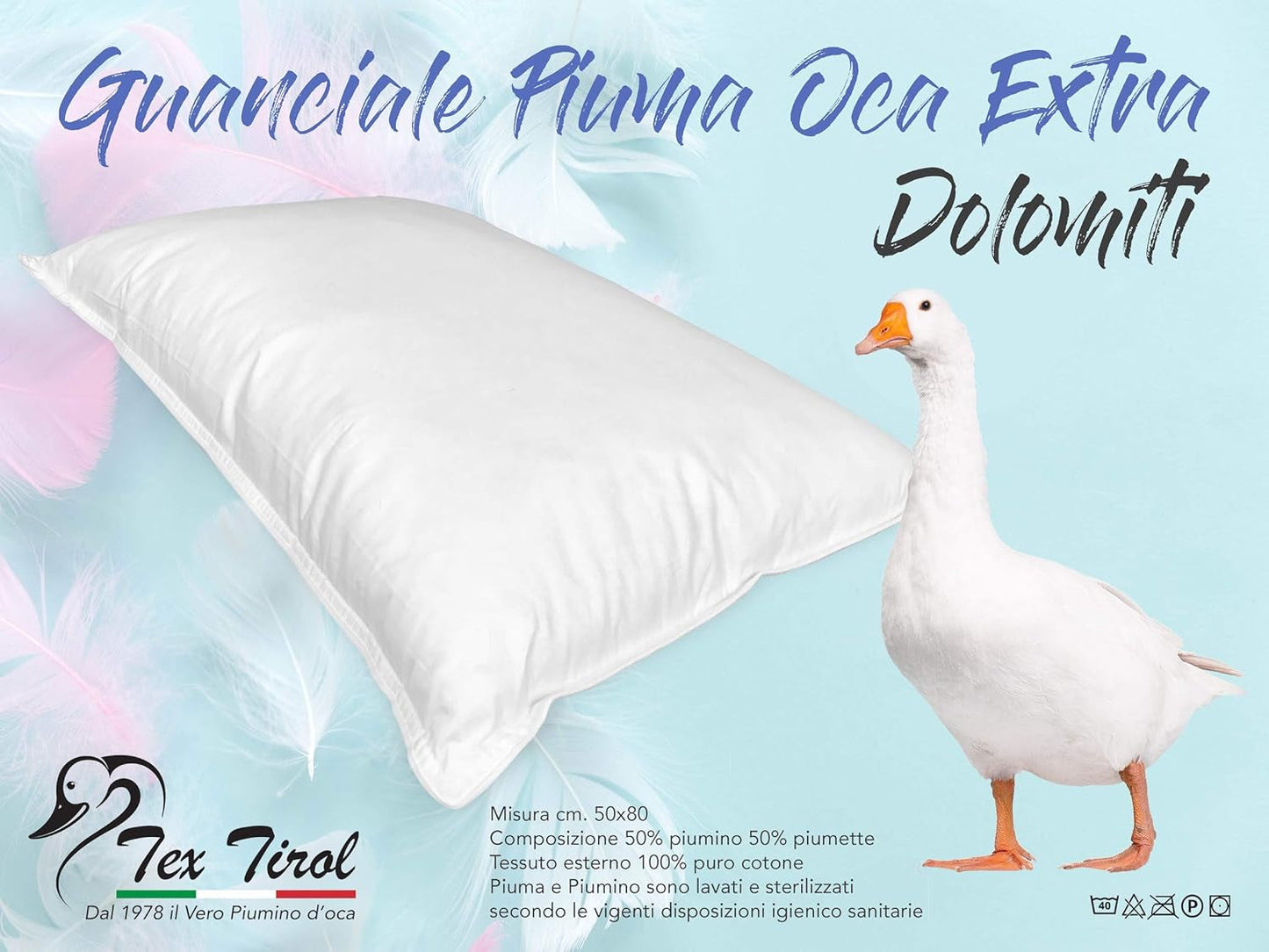Dolomiti Tex Tirol pude, dun, gåsedun Naty Shop standard puder