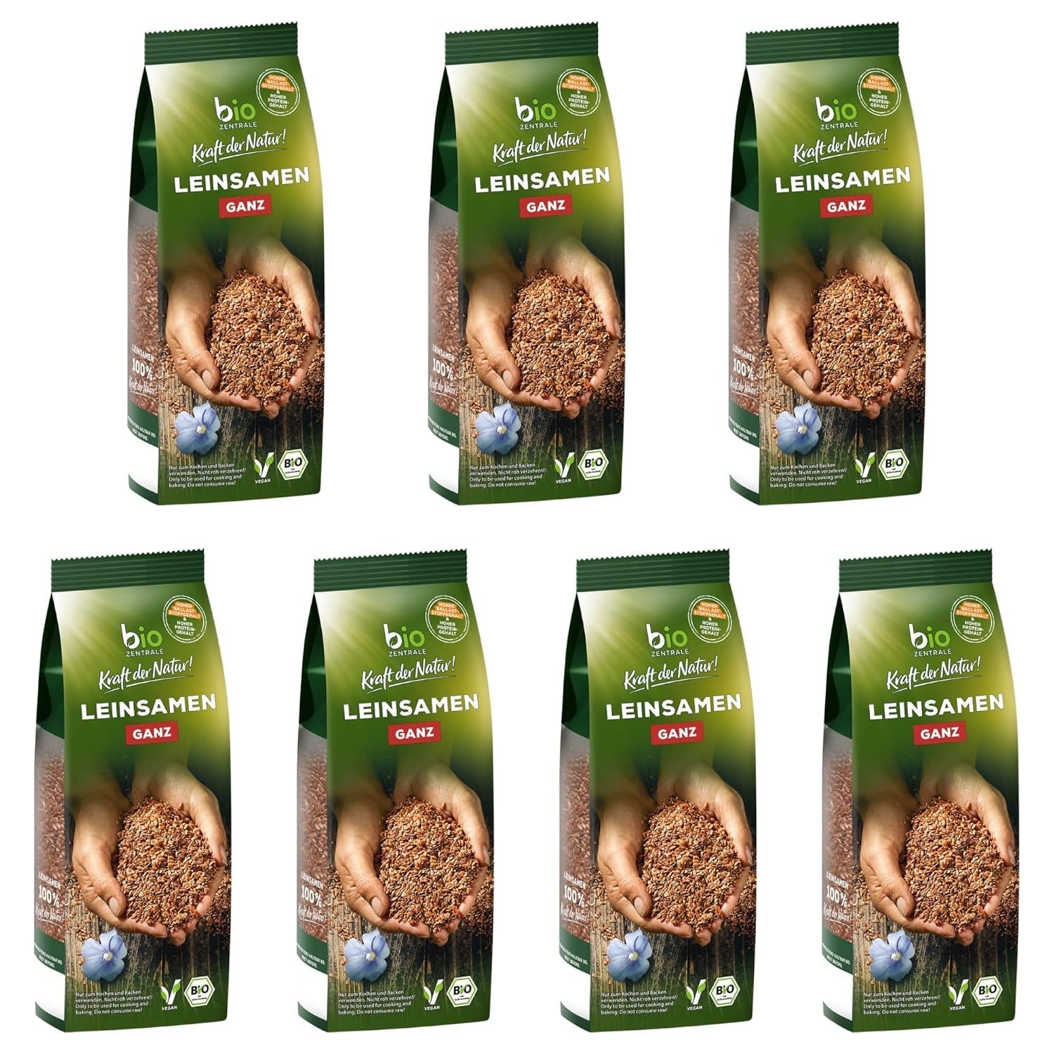 Biocentrale hele hørfrø | 7 x 400 g økologiske hørfrø | Ideel til yoghurt, müsli og brød | Alternativ til psyllium, hampefrø og chiafrø