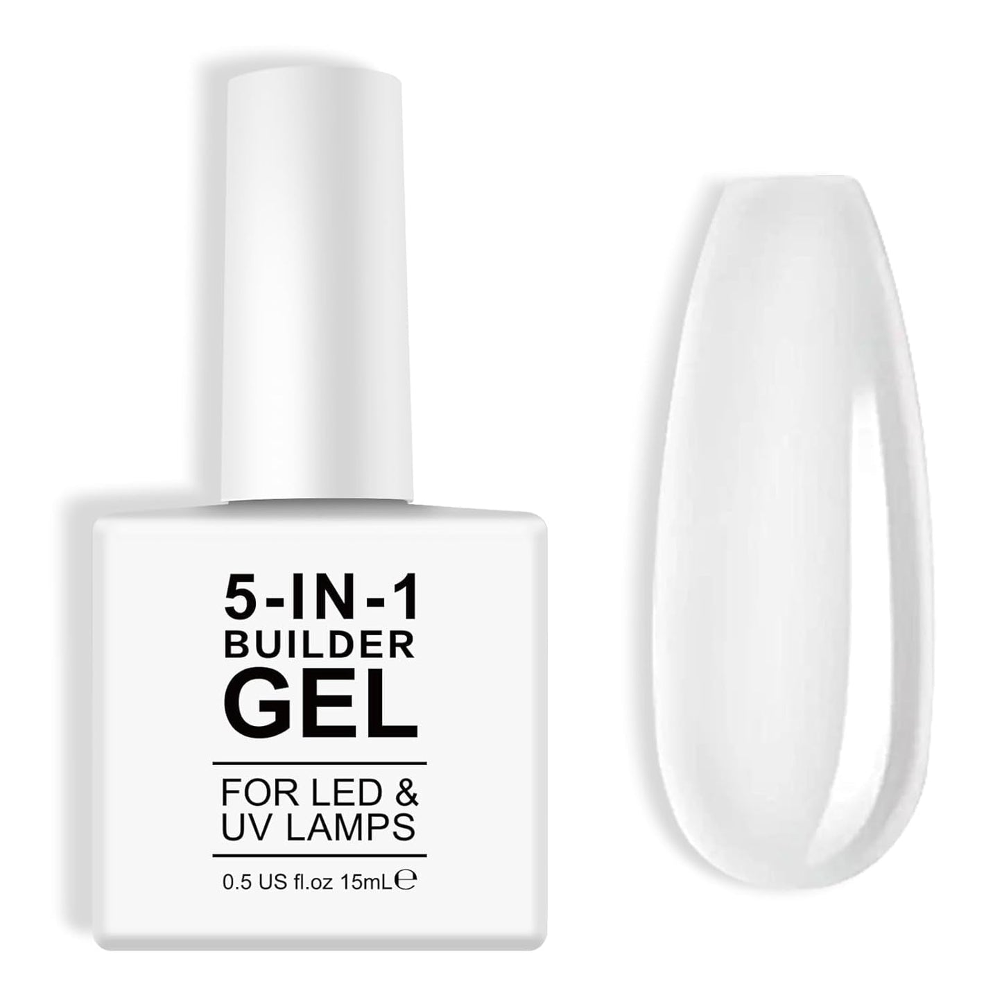 Builder 5 i 1 Builder Gel 15ml, Nail Builder Gel, Nail Builder Gel, UV/LED Nail Extension Neglelak, Extensions, Nail Art, Stickers, Gel Nail Builder Gel (hvid)