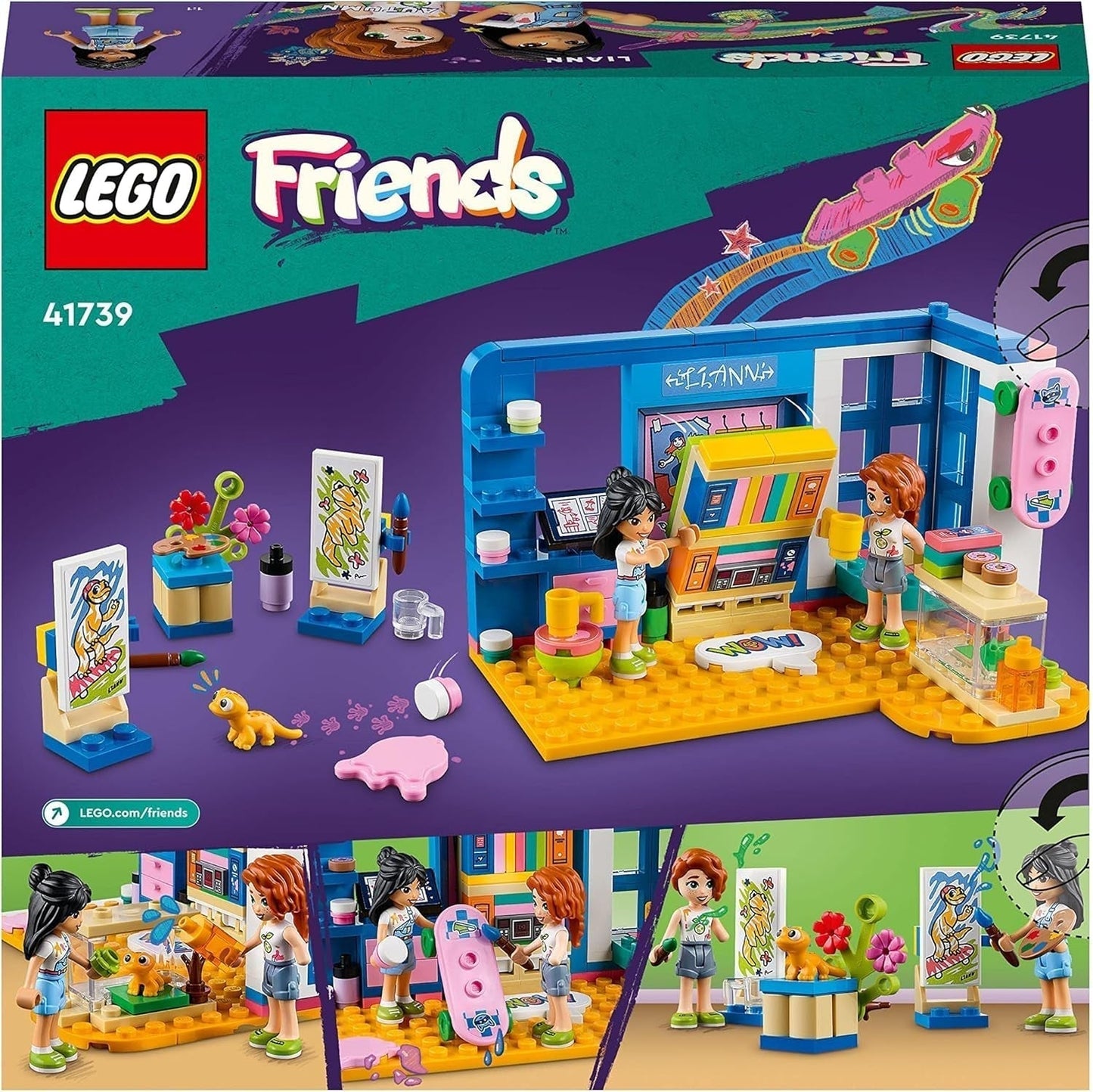 LEGO 41739 Friends Lianns værelse, kunsttema minilegetøj, lille samlingsgave med Liann, efterårs- og kæledyrsminidukker 2023-serien Byggesæt Besuche den LEGO-Store