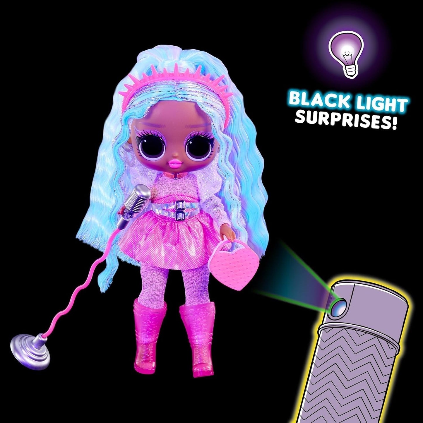 L.O.L. Overraskelse! Tweens Neon Pop Stars - Kitty K - 1 modedukke med baggrundsbelyste overraskelser og 10+ Pop Star-outfits og tilbehør, inklusive retro mikrobånd, gave til børn 4+ Naty Shop Dolls