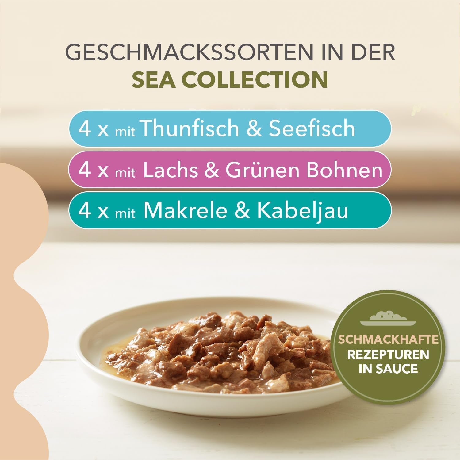 IAMS Delights Sea Collection Kornfrit våd kattefoder - Multipakke med forskellige fisk i sauce, Kornfrit vådfoder til katte fra 1 år, 12 x 85g