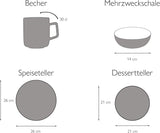CreaTable, 22506, COSY DAY-serien, 16-delt porcelænssæt til 4, Porcelænskombinationsservice, Tåler opvaskemaskine og mikroovn, Kvalitetsfremstilling