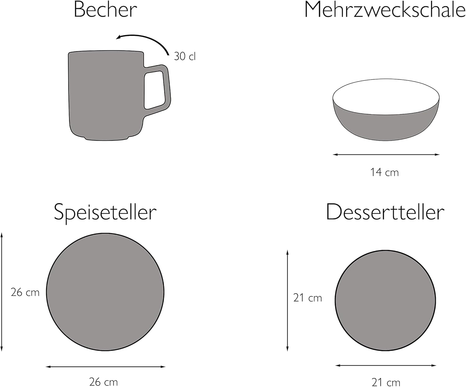 CreaTable, 22506, COSY DAY-serien, 16-delt porcelænssæt til 4, Porcelænskombinationsservice, Tåler opvaskemaskine og mikroovn, Kvalitetsfremstilling