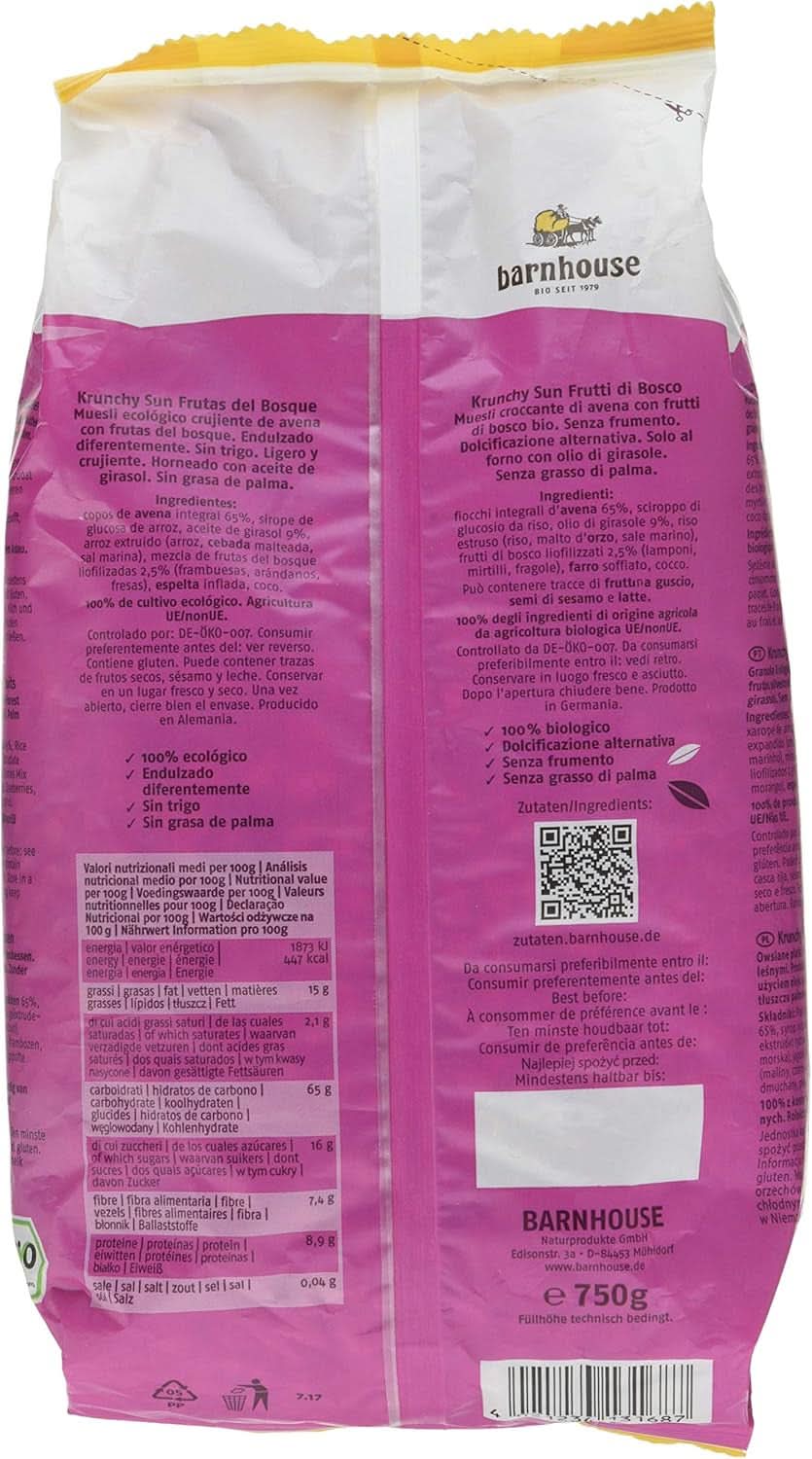 Barnhouse Müsli Krunchy Sun Fruits, 750 gram Cereal Naty Shop