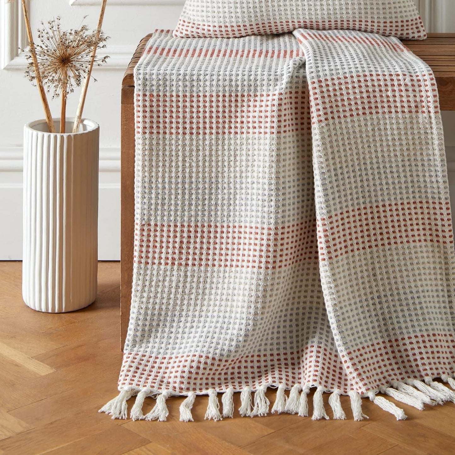 Loft Reva sengetæppe, 100% genbrugsbomuld, 130 X 180 cm, Paprika Senge og tæpper Æbletræ Paprika 130 cm X 180 cm