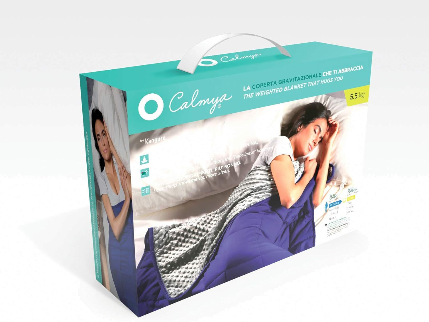 Kanguru Calmya, Vægtet tæppe 10,5 kg, Hjælper dig med at falde i søvn og sove bedre, Velegnet til personer med en kropsvægt på mere end 90 kg Dyner og dyner Naty Shop