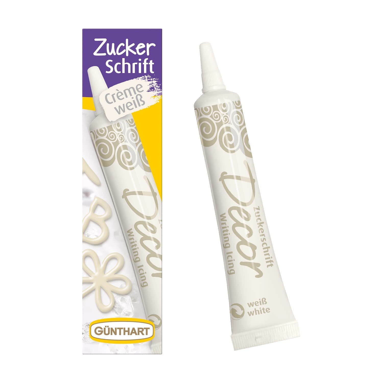Günthart Backdecor 25 g Sukker med bogstaver GULD Til alle desserter i gylden farve Lavet af sukker til smukke bogstaver og designs, 1 pakke (25 g)