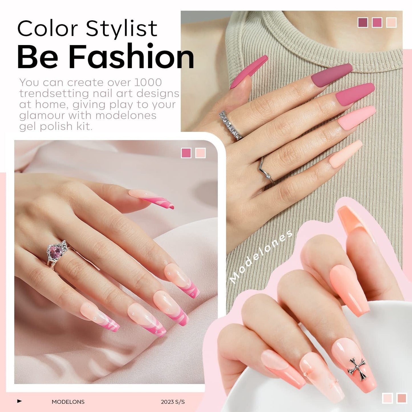 Modelones 35 stk Gel neglelak sæt, UV neglelak sæt med 48W lampe, nøgen brun hvid pink gel neglelak sæt, UV gel negle lak sæt med top coat base negle studio sæt