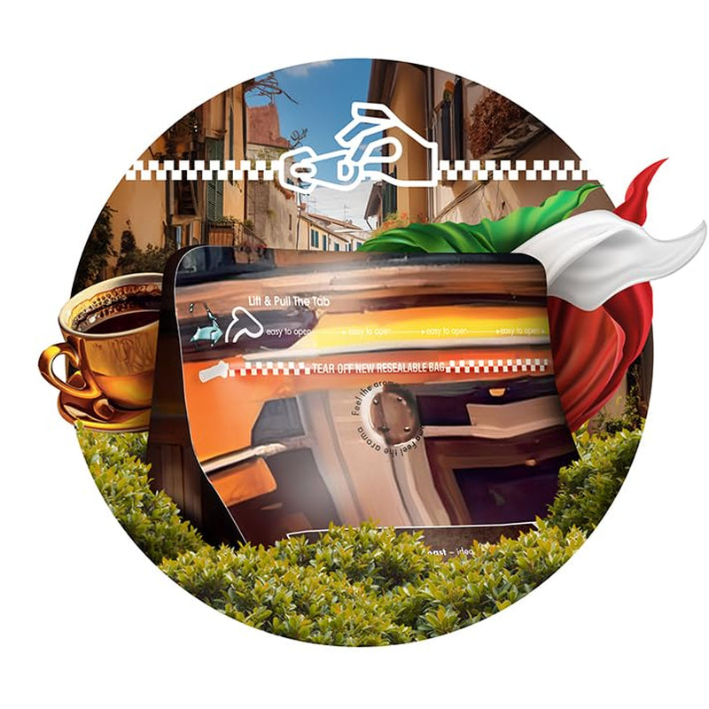 Ristede kaffebønner Italiana Bellagio 1kg | 80% Arabica og 20% ​​Robusta | med strejf af nødder og mørk chokolade | friskristet, lav syreindhold | til kaffemaskiner | Blå spækhugger kaffe