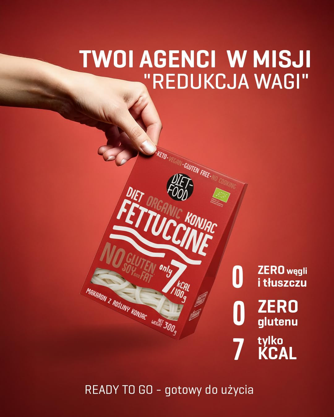 Fettuccine Konjac Nudler Bio Shirataki Diet-Food - 300 g, lav-kulhydrat, sukkerfri, keto, vegansk, kaloriefattig, glutenfri og ægfri, lavet af konjac mel