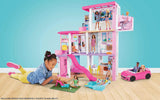 Barbie Dream House (114 cm), 3-etagers dukkehus, pool, rutsjebane, kørestolslift, 75 tilbehør, dukker, egnet som gave til børn fra 3 år og opefter, GRG93 Naty Shop dukkehuse