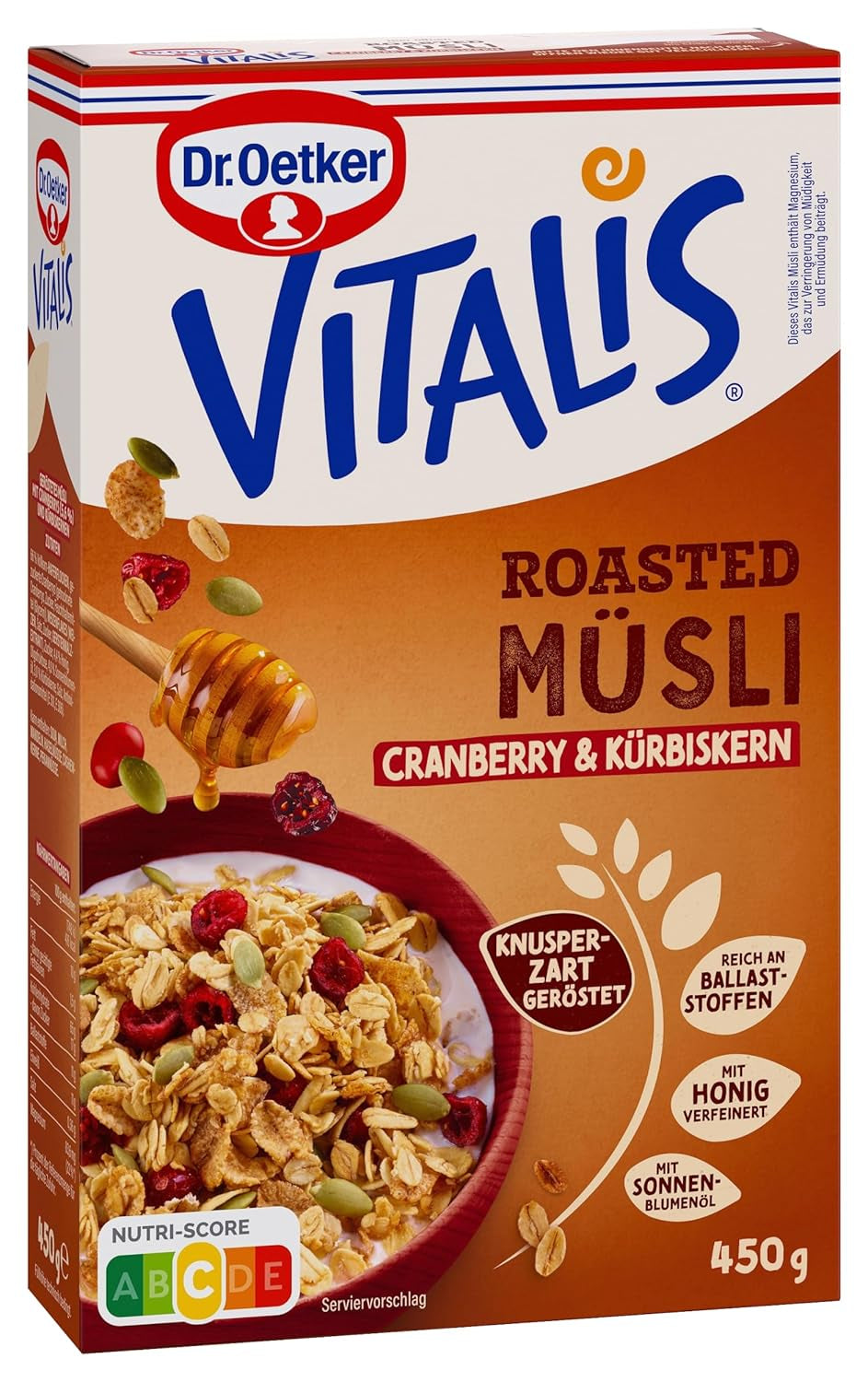 Dr. Oetker Vitalis ristet müsli med tranebær og græskarfrø: ristet müsli med tørrede tranebær, pakke med 8 (8 x 501 g)