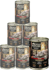 Dehner Wild Nature Katzenfutter Unterholz, Nassfutter getreidefrei / zuckerfrei, für ältere Katzen, Wildschwein, 6 x 400 g Dosis, (2,4 kg)