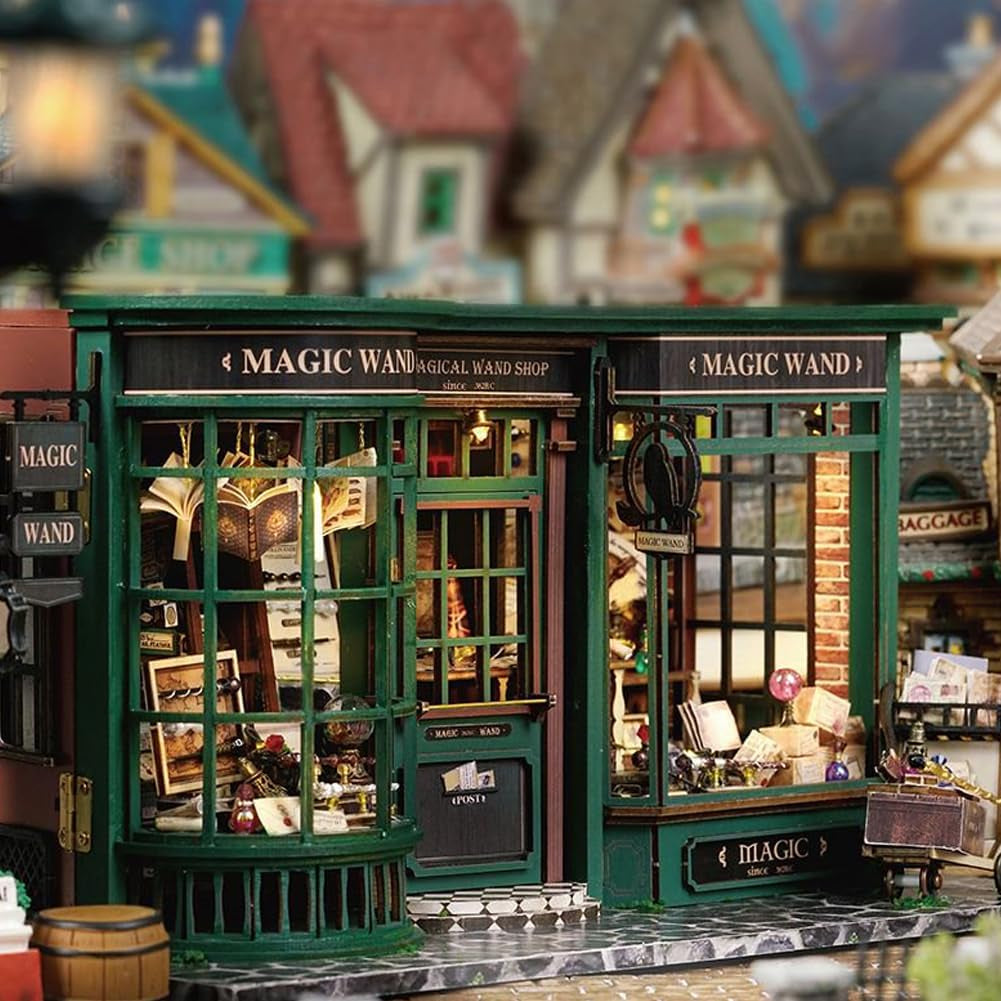 Magic Shop dukkehus med støvdæksel DIY Miniature dukkehus møbelsæt 1:24 Kreativ gave til børn Teenagere Fødselsdagsgave
